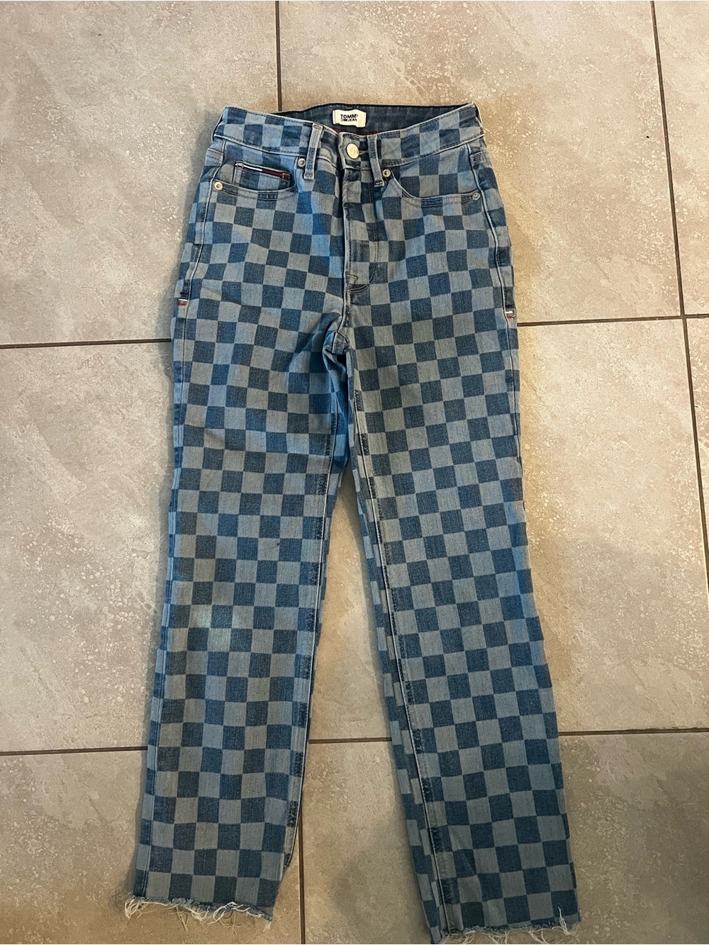 Tommy Hilfiger Checkerboard Blue Straight Jeans